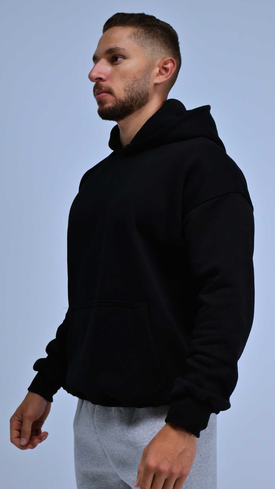 Still Season™ Black Oversize Hoodie Melton Cotton