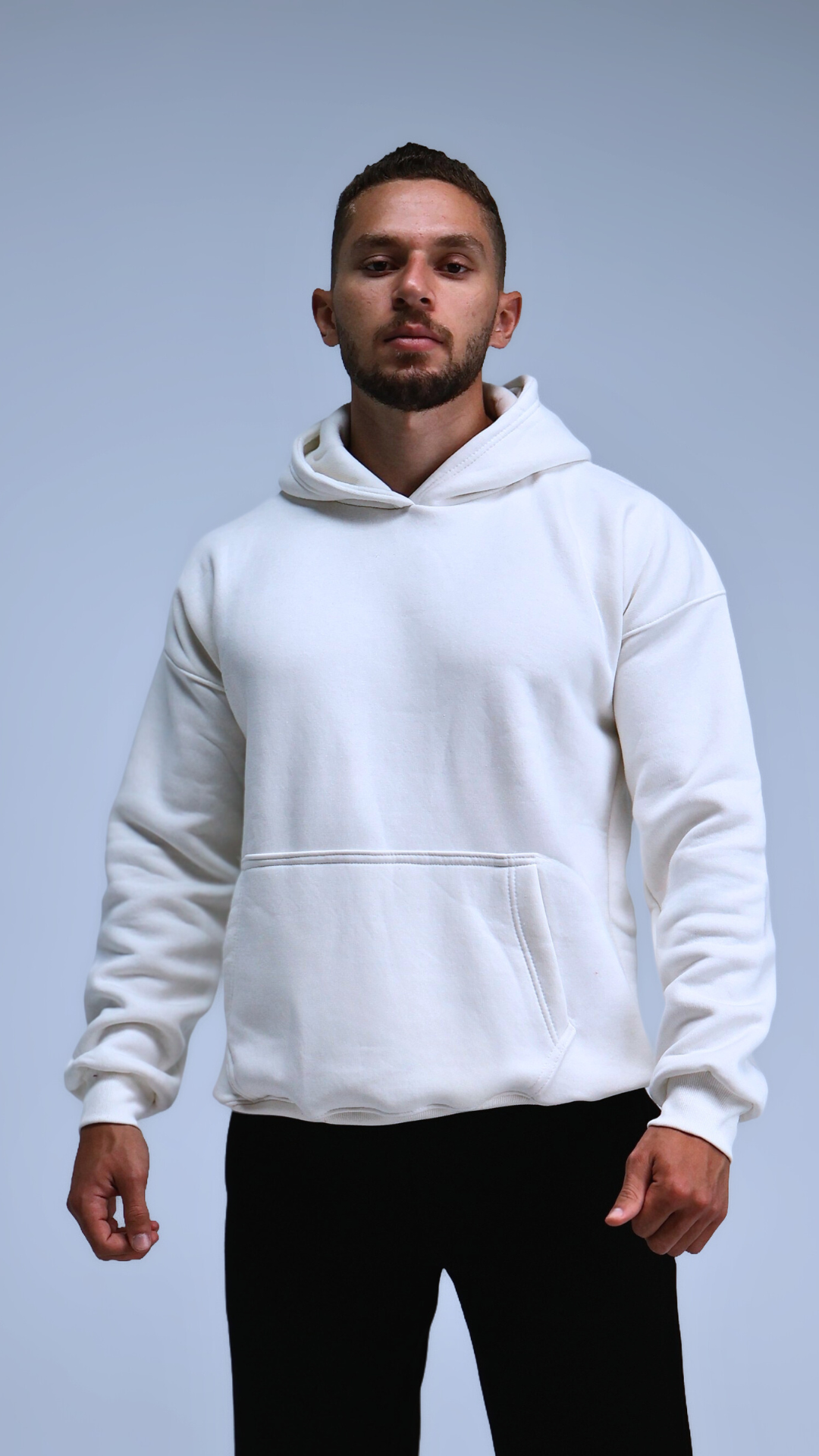 Still Season™ White Oversize Hoodie Melton Cotton