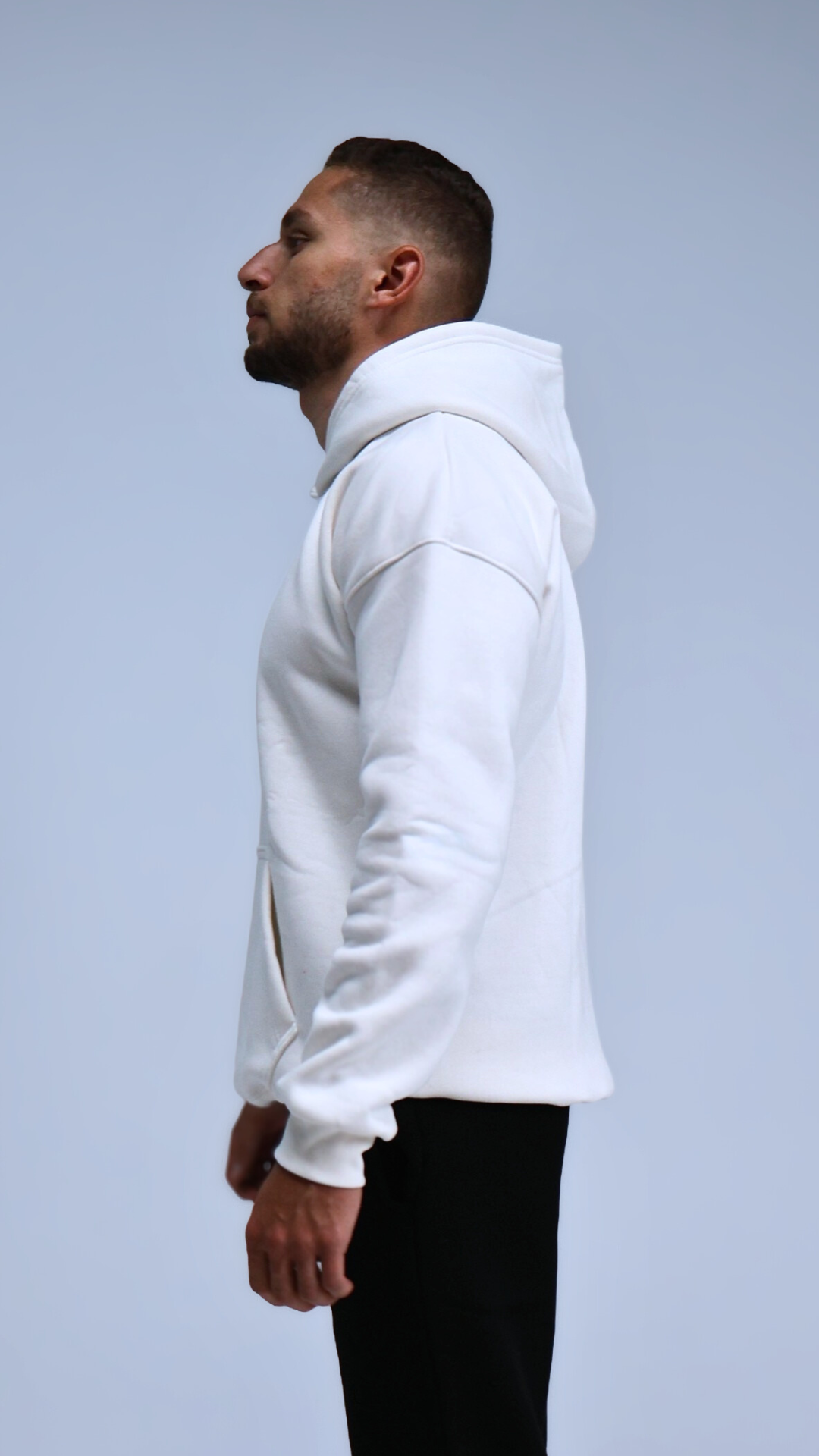 Still Season™ White Oversize Hoodie Melton Cotton
